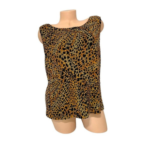 Chico's Design Women's Size 3 Boat Neck Sleeveless Lined Top Shimmer Blouse EUC